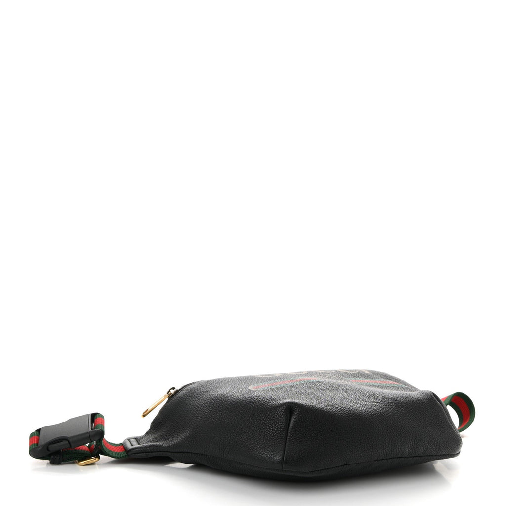 Grained Calfskin Logo Belt Bag Black