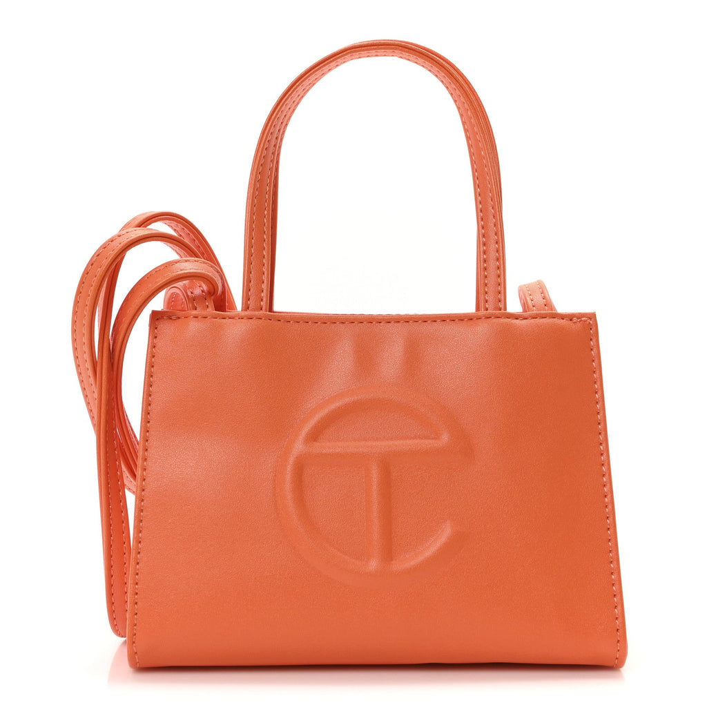 Vegan Leather Small Shopping Bag Orange