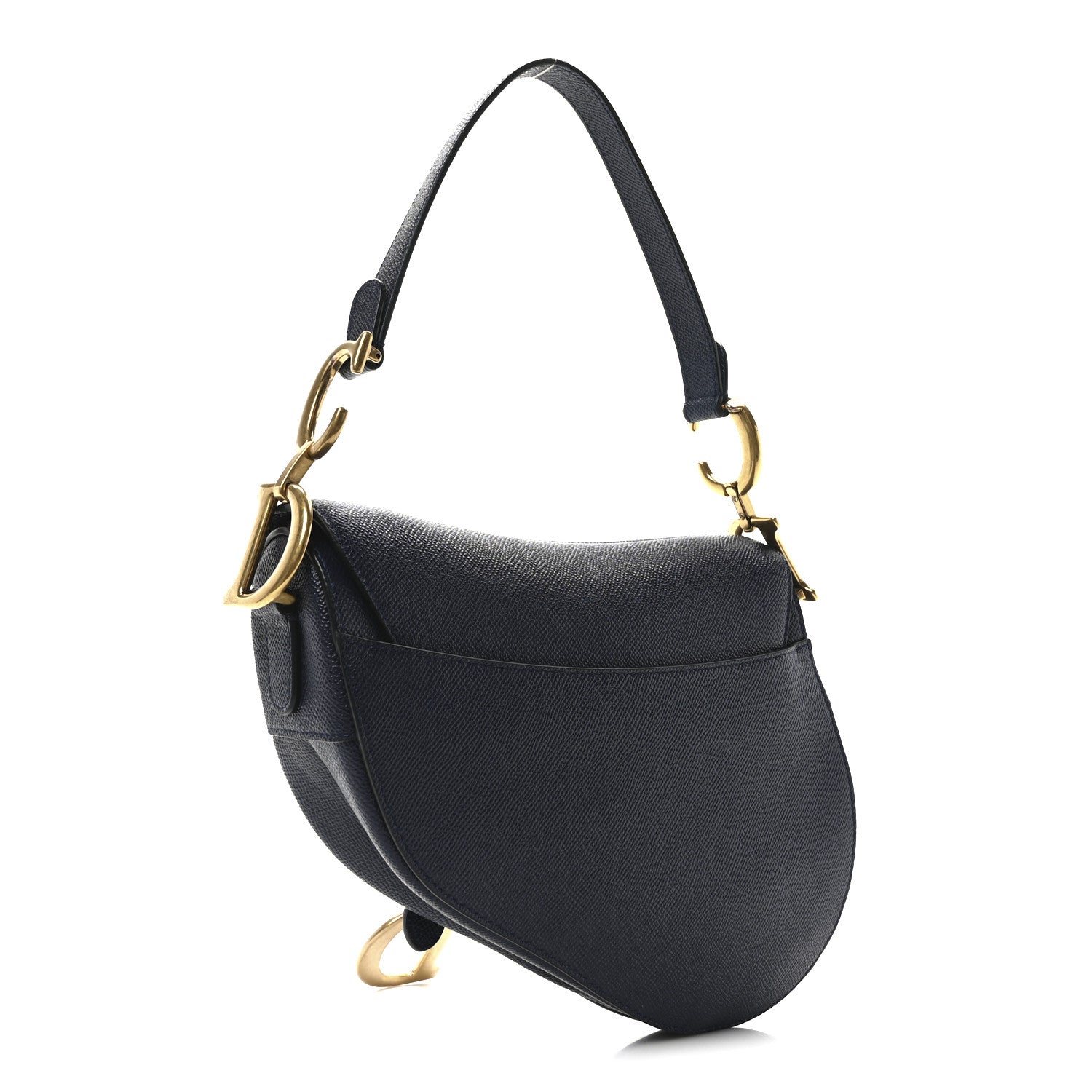 Grained Calfskin Saddle Bag Navy