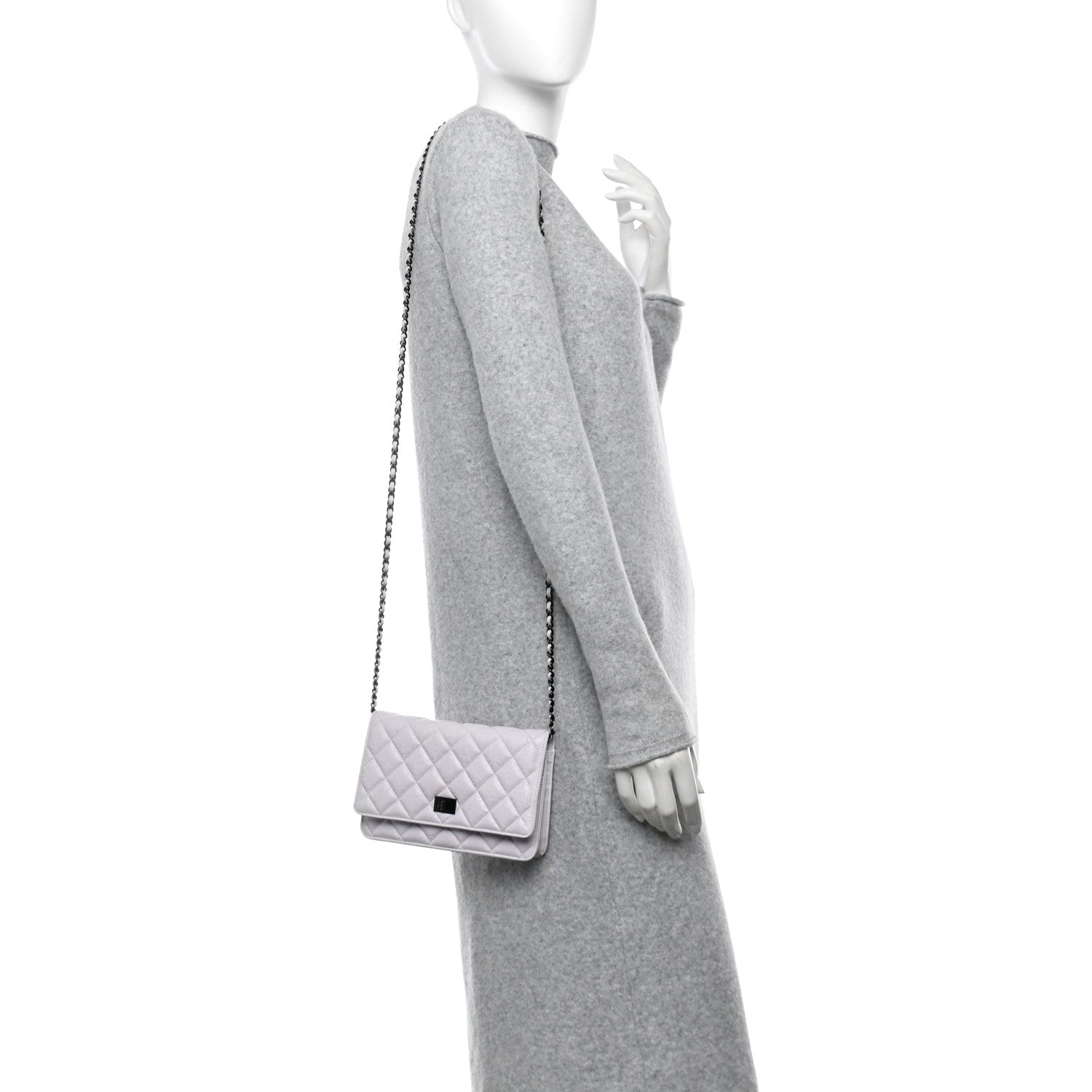 Aged Calfskin Quilted Reissue Wallet On Chain WOC White
