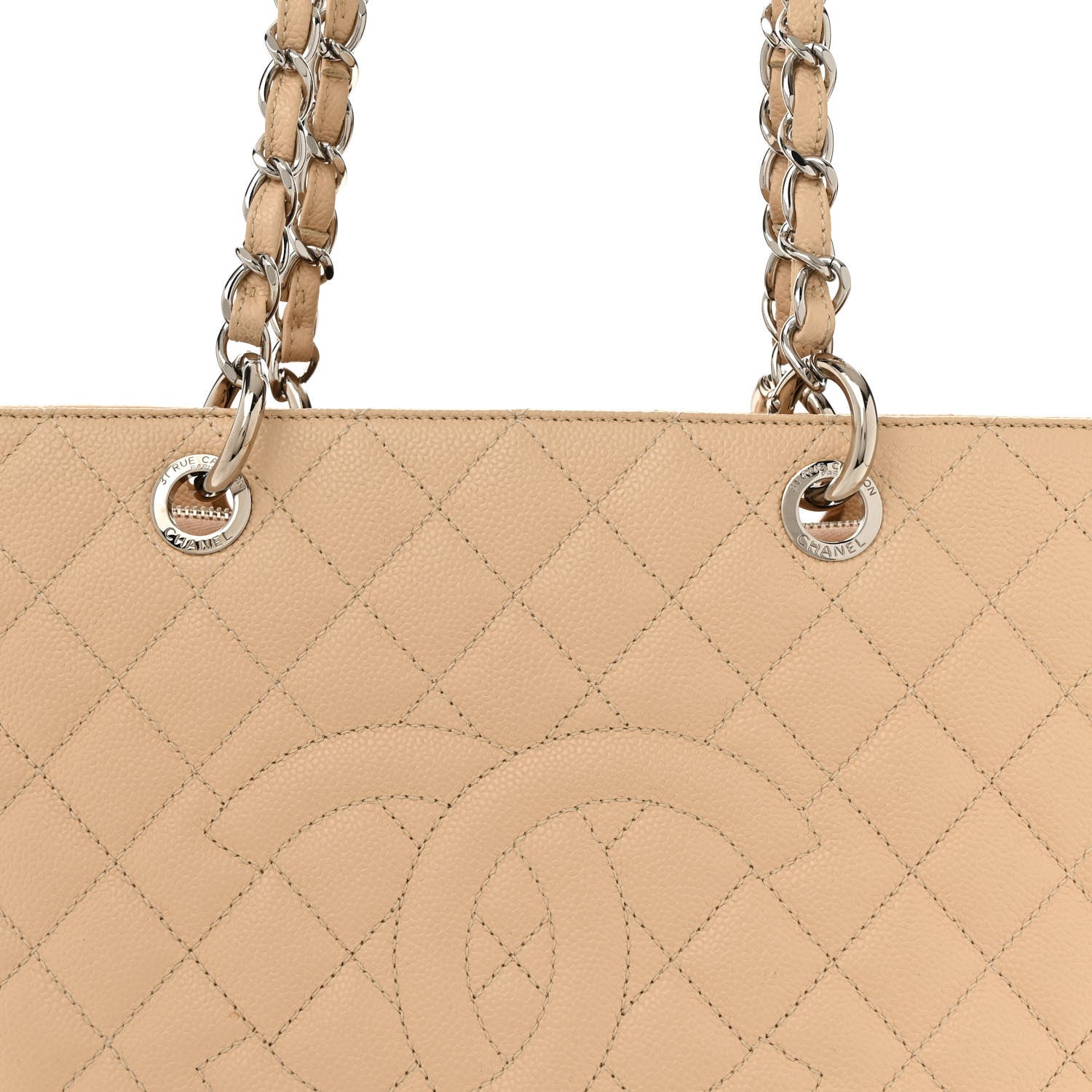Caviar Quilted Grand Shopping Tote GST Beige