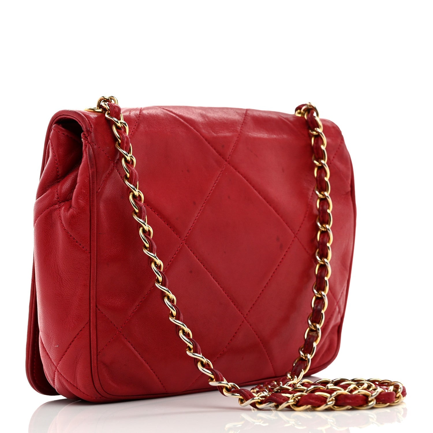 Lambskin Quilted CC Shoulder Bag Red