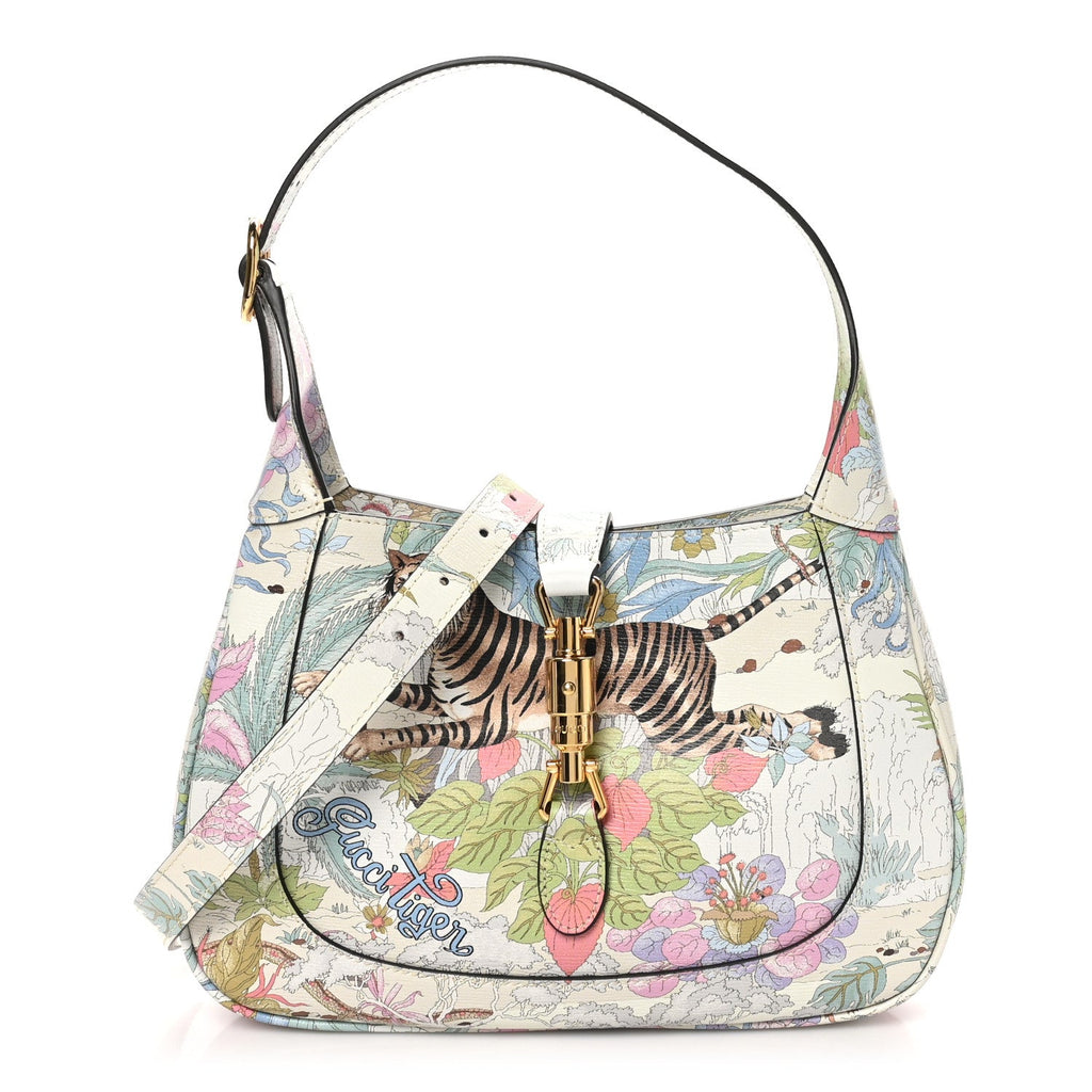 New Shangai Calfskin Tiger Savanah Small Jackie 1961 Hobo Chalky White Multicolor