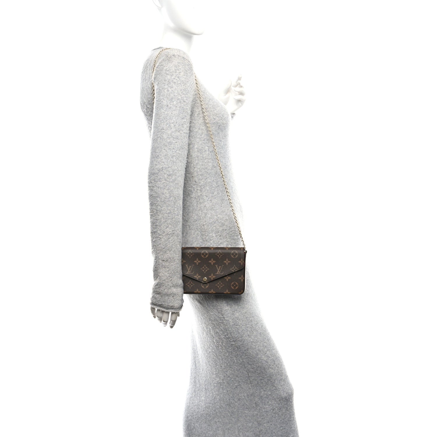 Monogram Pochette Felicie Chain Wallet Fuchsia