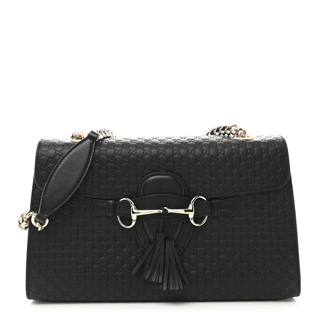 Microguccissima Medium Emily Chain Shoulder Bag Black