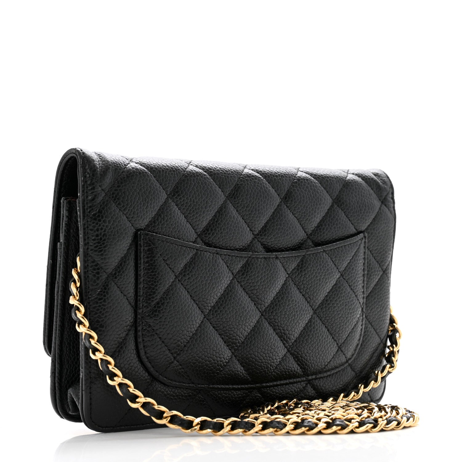 Caviar Quilted Wallet on Chain WOC Black