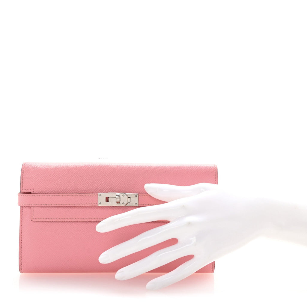 Epsom Kelly Longue Wallet Rose Confetti