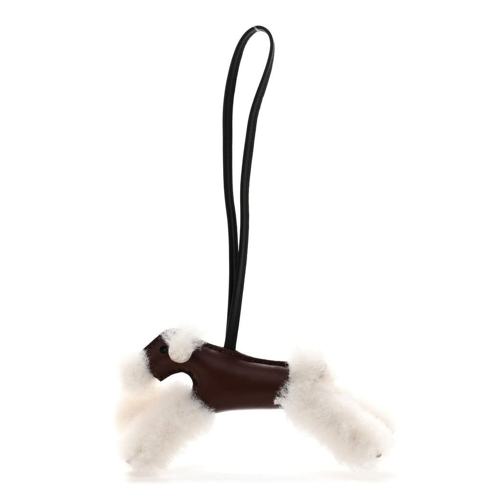 Milo Lambskin Shearling Budy Charm Chocolate Black