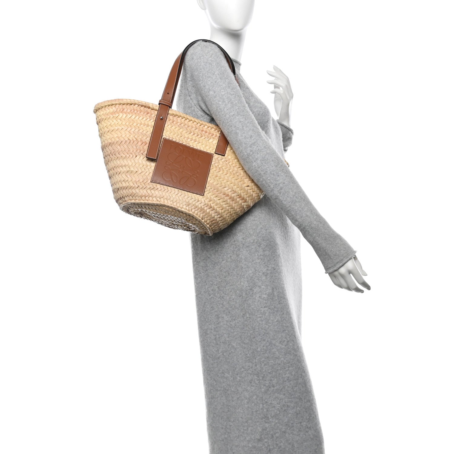 Raffia Medium Basket Tote Bag Natural Tan