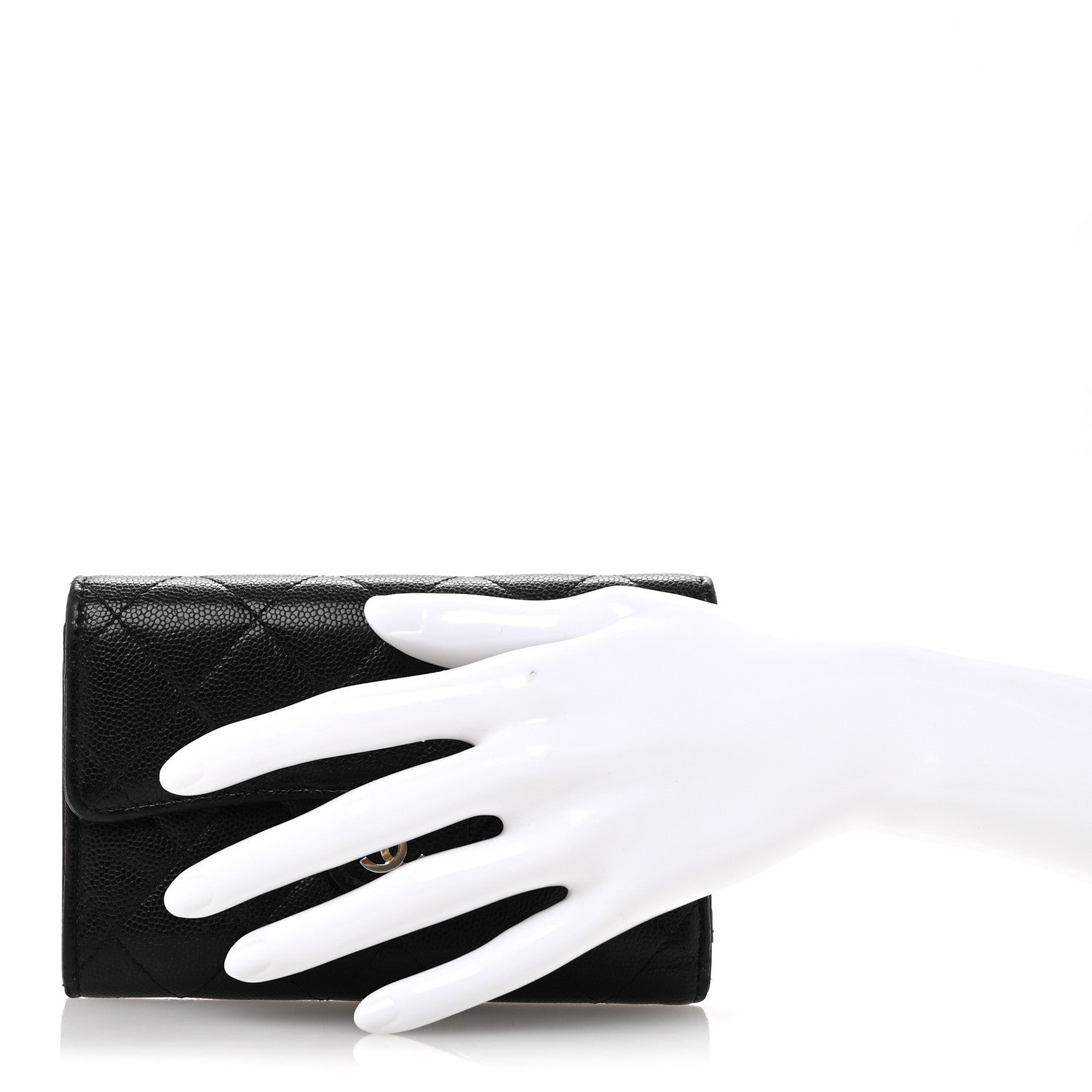 Caviar Quilted Medium Flap Wallet Black