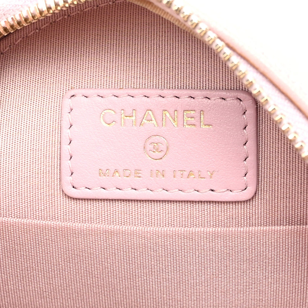 Lambskin Quilted Chanel 19 Round Clutch With Chain Pink