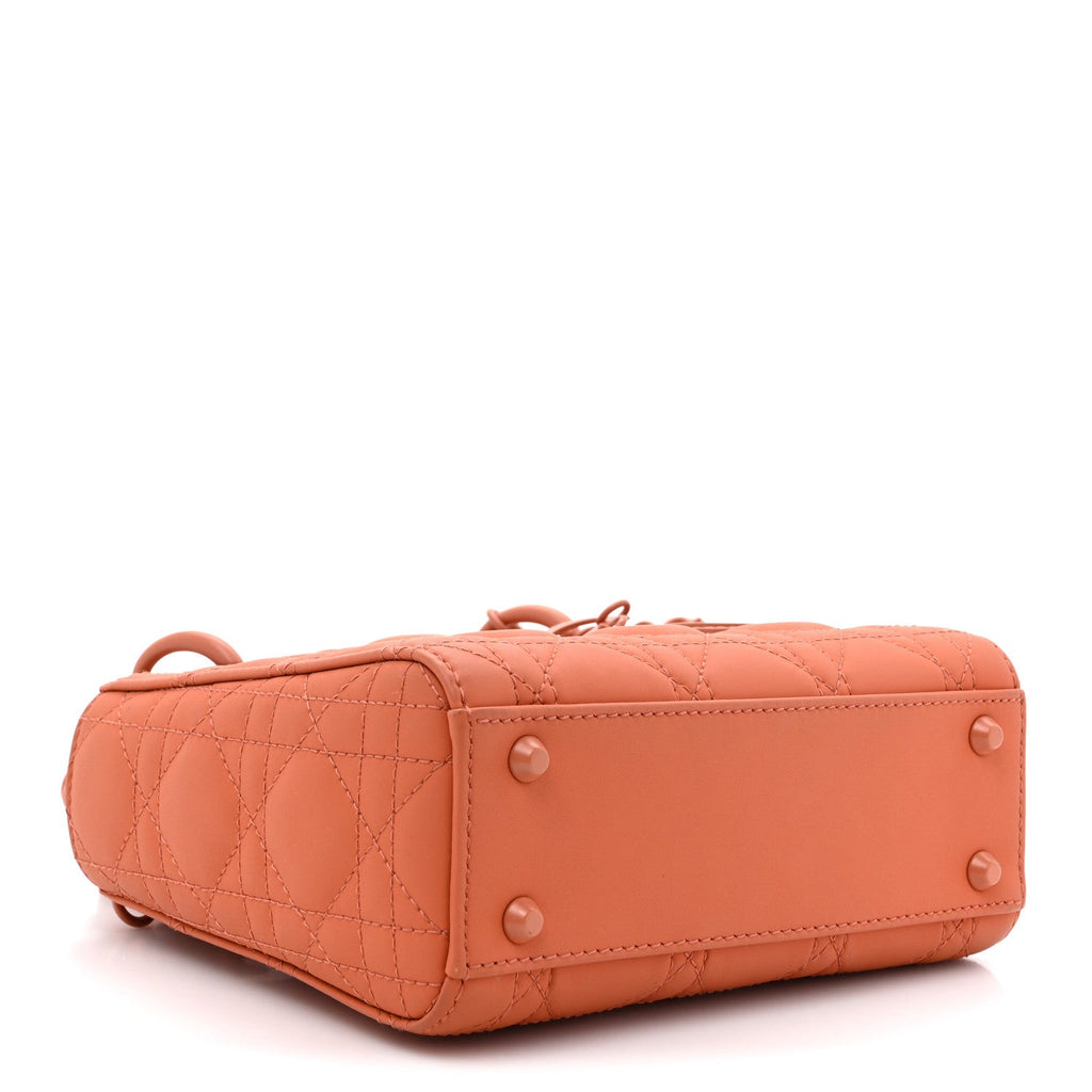 Ultra Matte Calfskin Cannage Mini Lady Dior Indian Red
