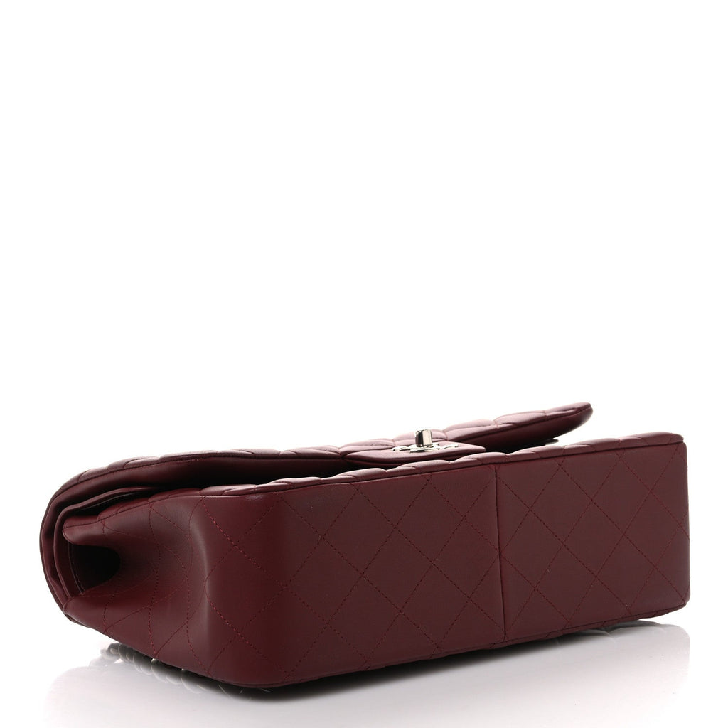 Lambskin Quilted Jumbo Double Flap Burgundy