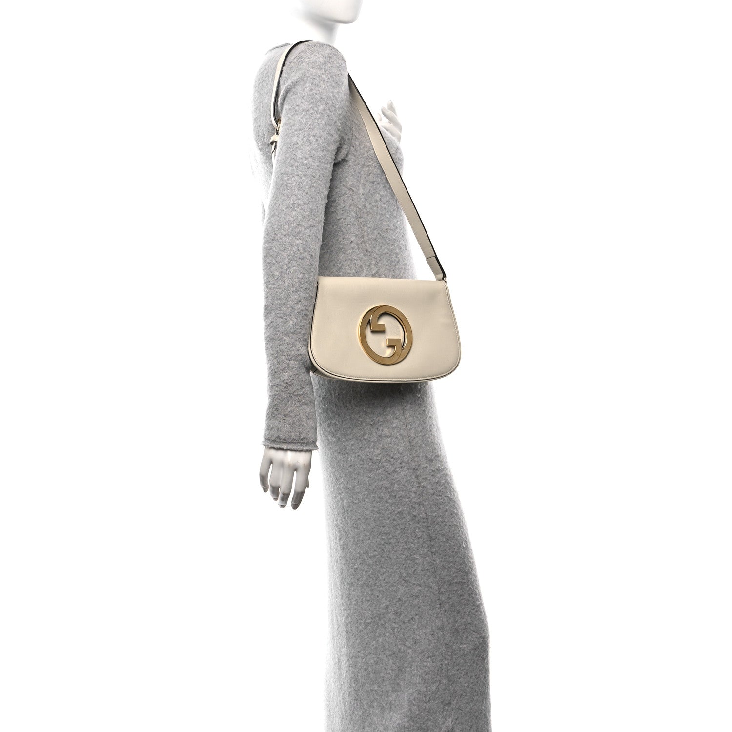 Roxy Calfskin Blondie Chain Shoulder Flap Bag Mystic White
