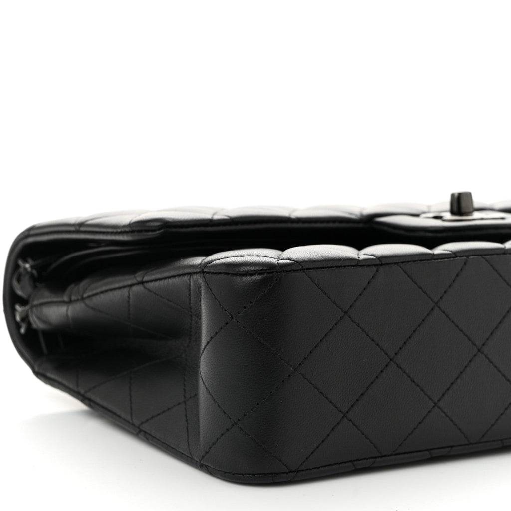 Lambskin Quilted Medium Double Flap So Black