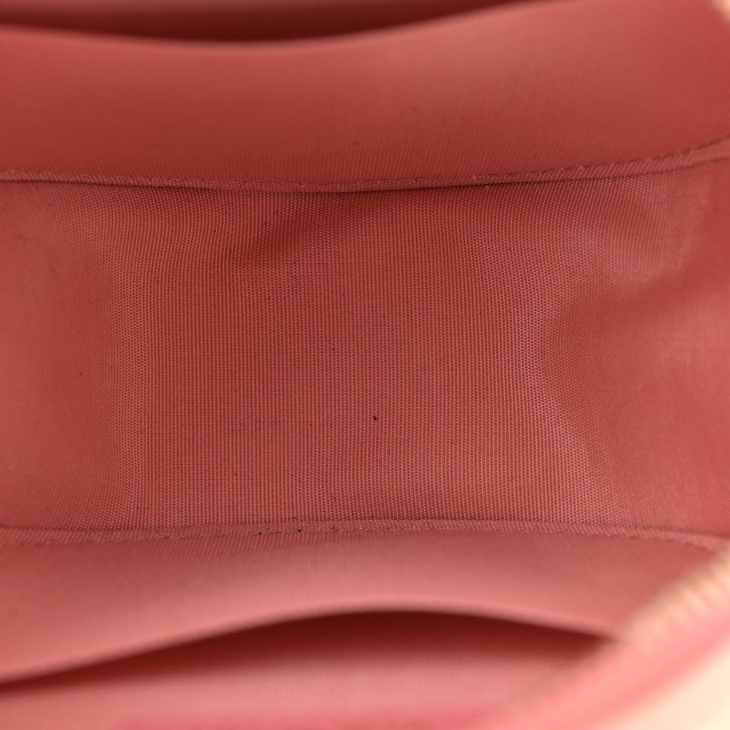 Iridescent Calfskin Quilted Chanel 19 Round Clutch With Chain Pink