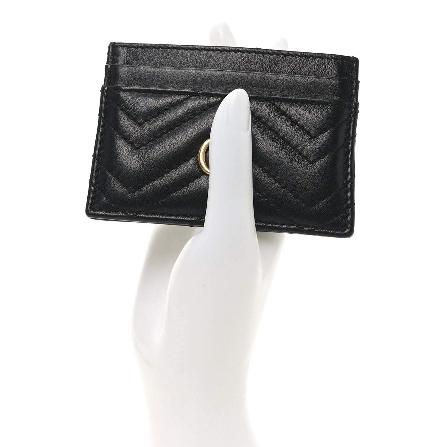 Calfskin Matelasse GG Marmont  Holder Black