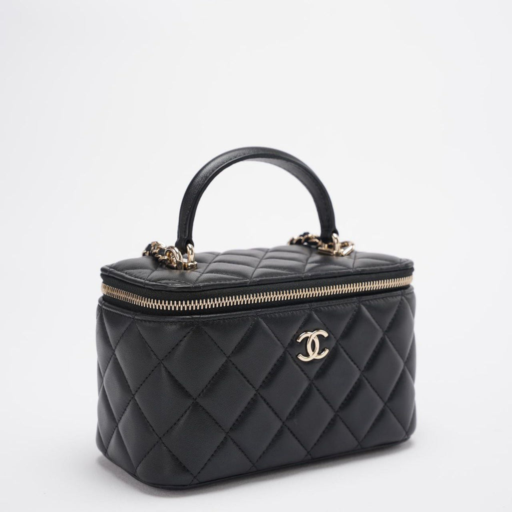 Chanel Vanity Case Bag Black Quilted Lambskin Bag with Gold Hardware 2021