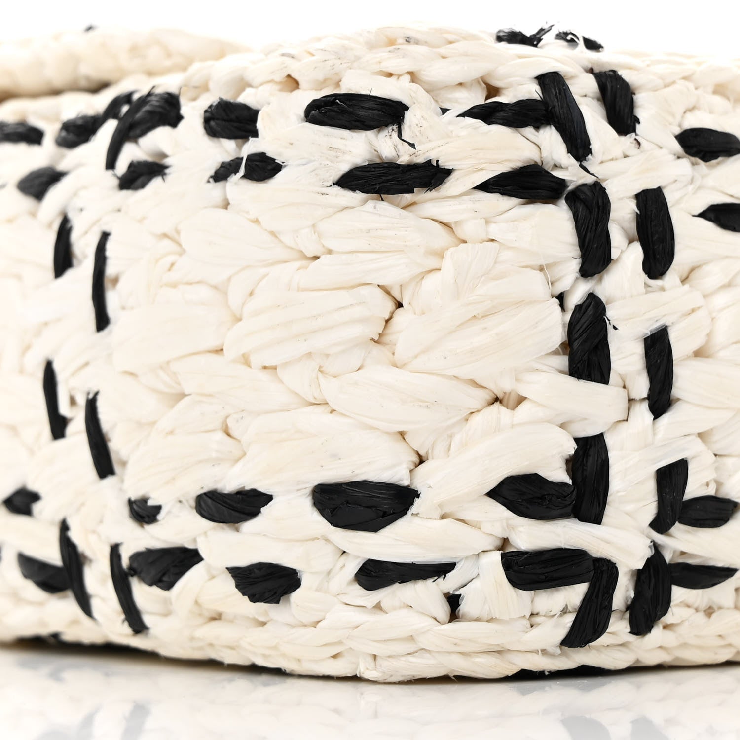 Raffia Effect Tweedy Mini Flap Bag White Black
