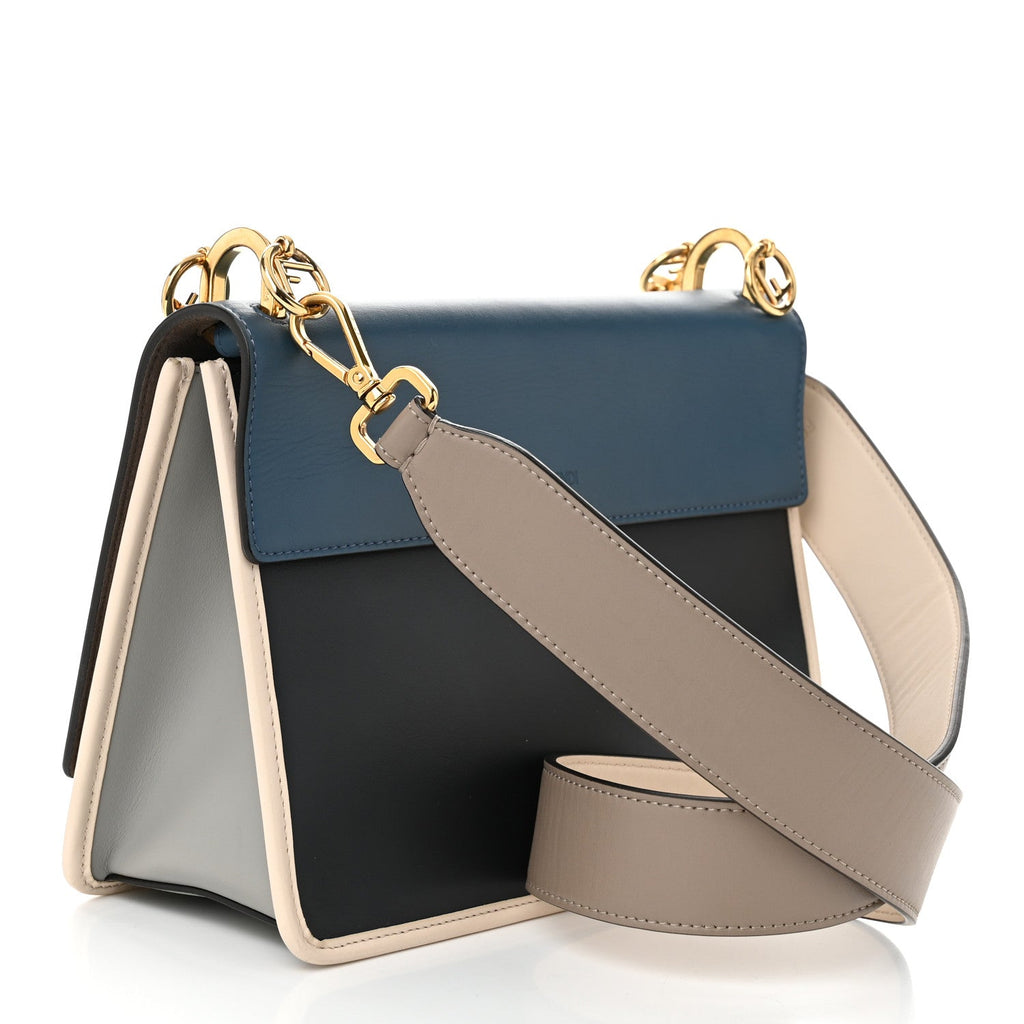 Vitello Century Opaco F is Fendi Kan I Shoulder Bag Blue Beige Black
