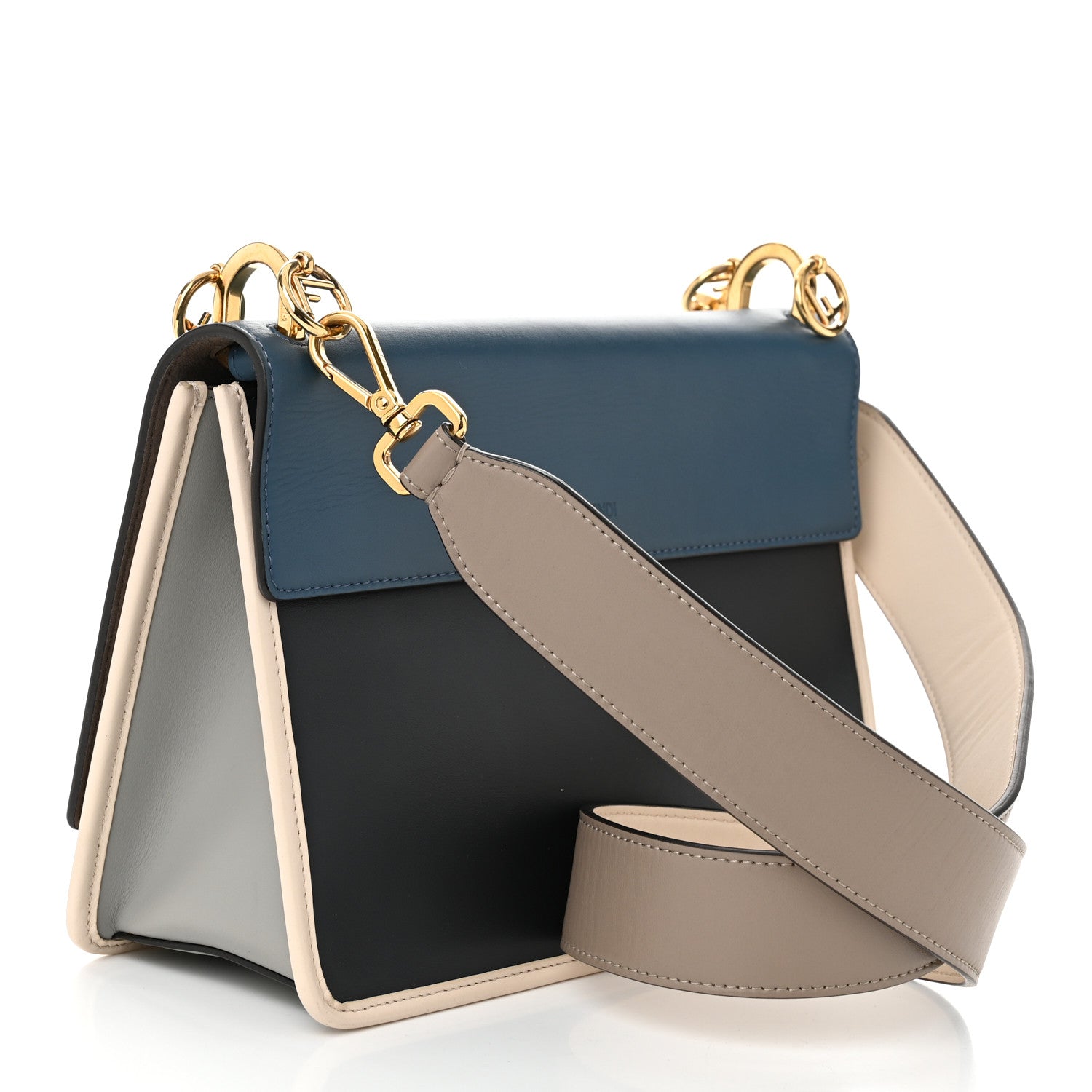 Vitello Century Opaco F is Fendi Kan I Shoulder Bag Blue Beige Black