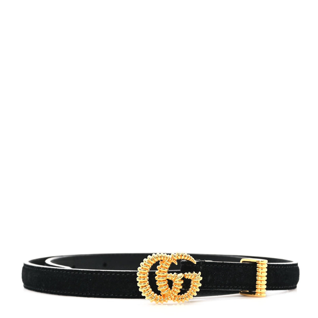 Suede Calfskin Torchon Double G 15mm Belt 70 28 Black