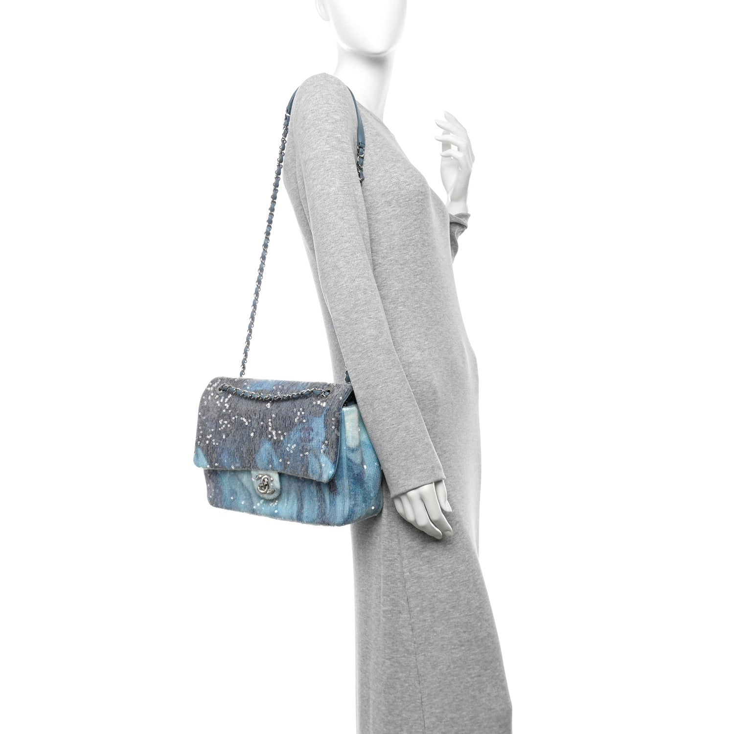 Sequin Large Waterfall Flap Light Blue