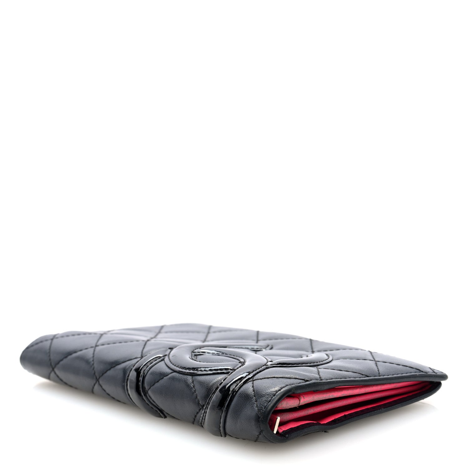 Calfskin Quilted Cambon Yen Wallet Black