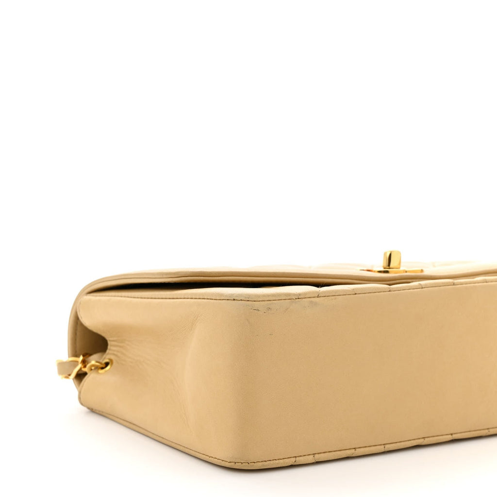 Lambskin Quilted Small Single Flap Beige