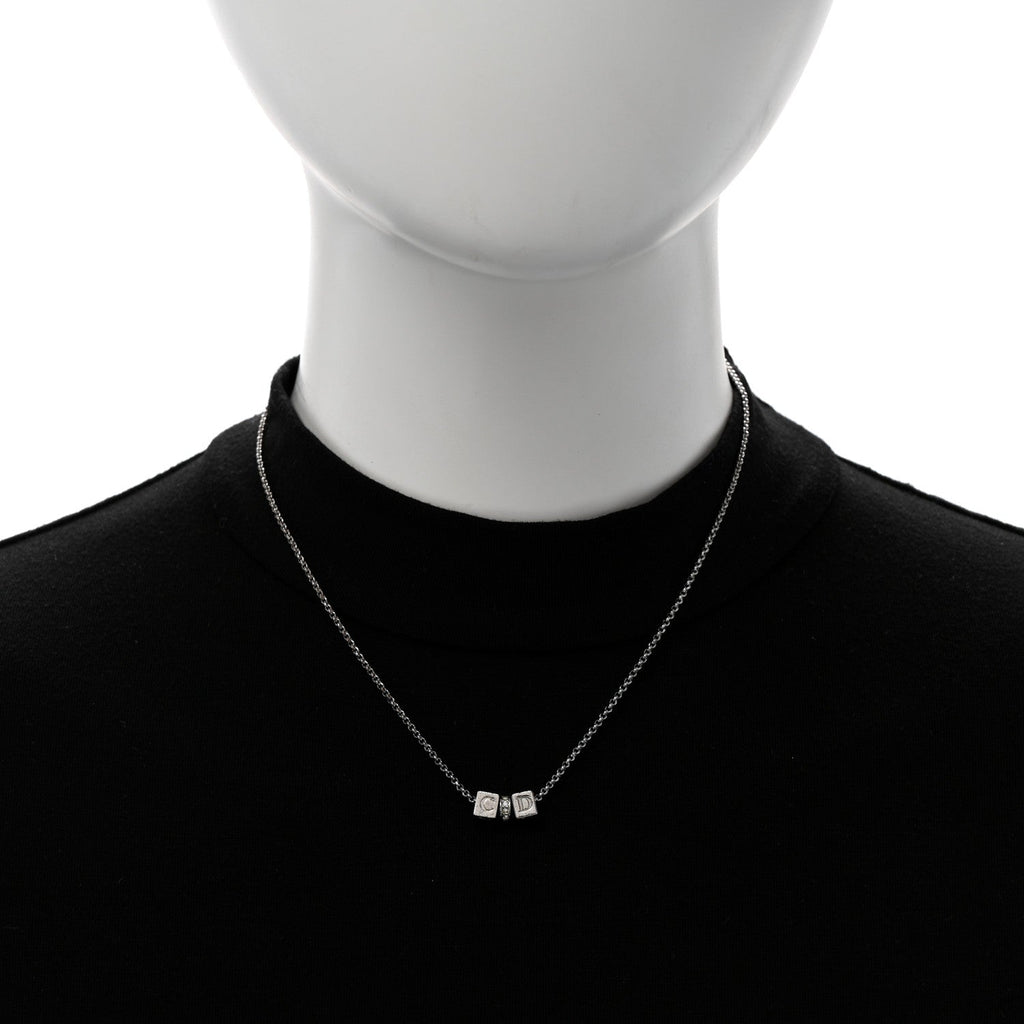 Crystal CD Cube Pendant Necklace Silver