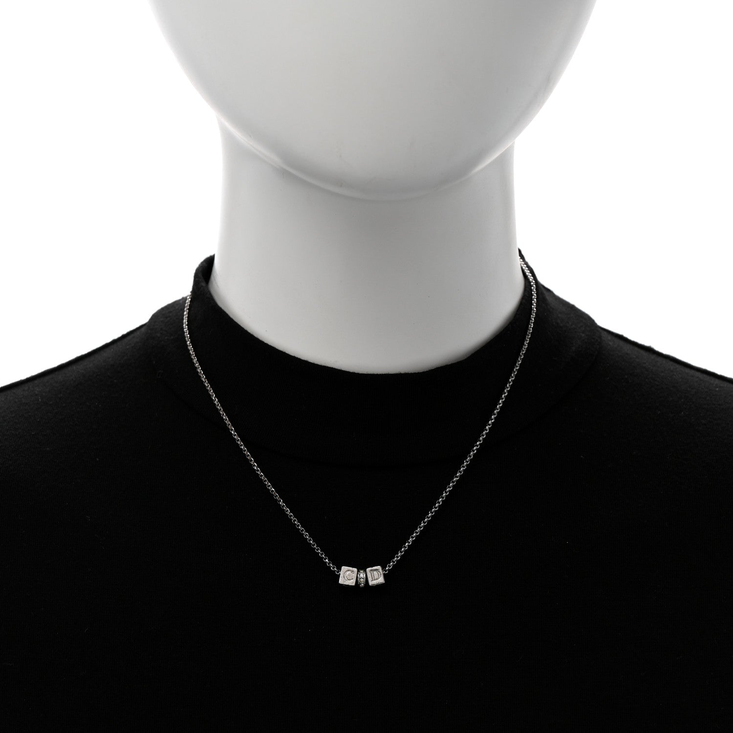 Crystal CD Cube Pendant Necklace Silver
