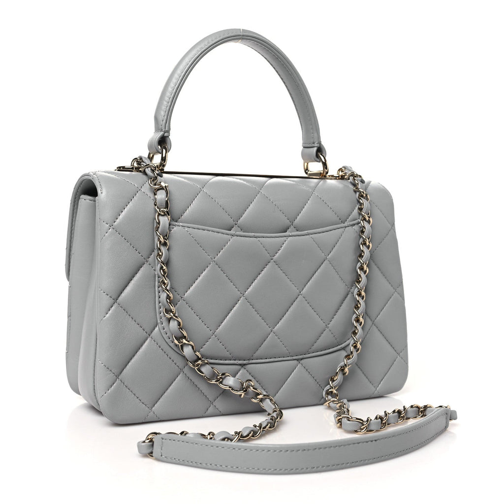 Lambskin Quilted Mini Trendy CC Dual Handle Flap Bag Light Grey