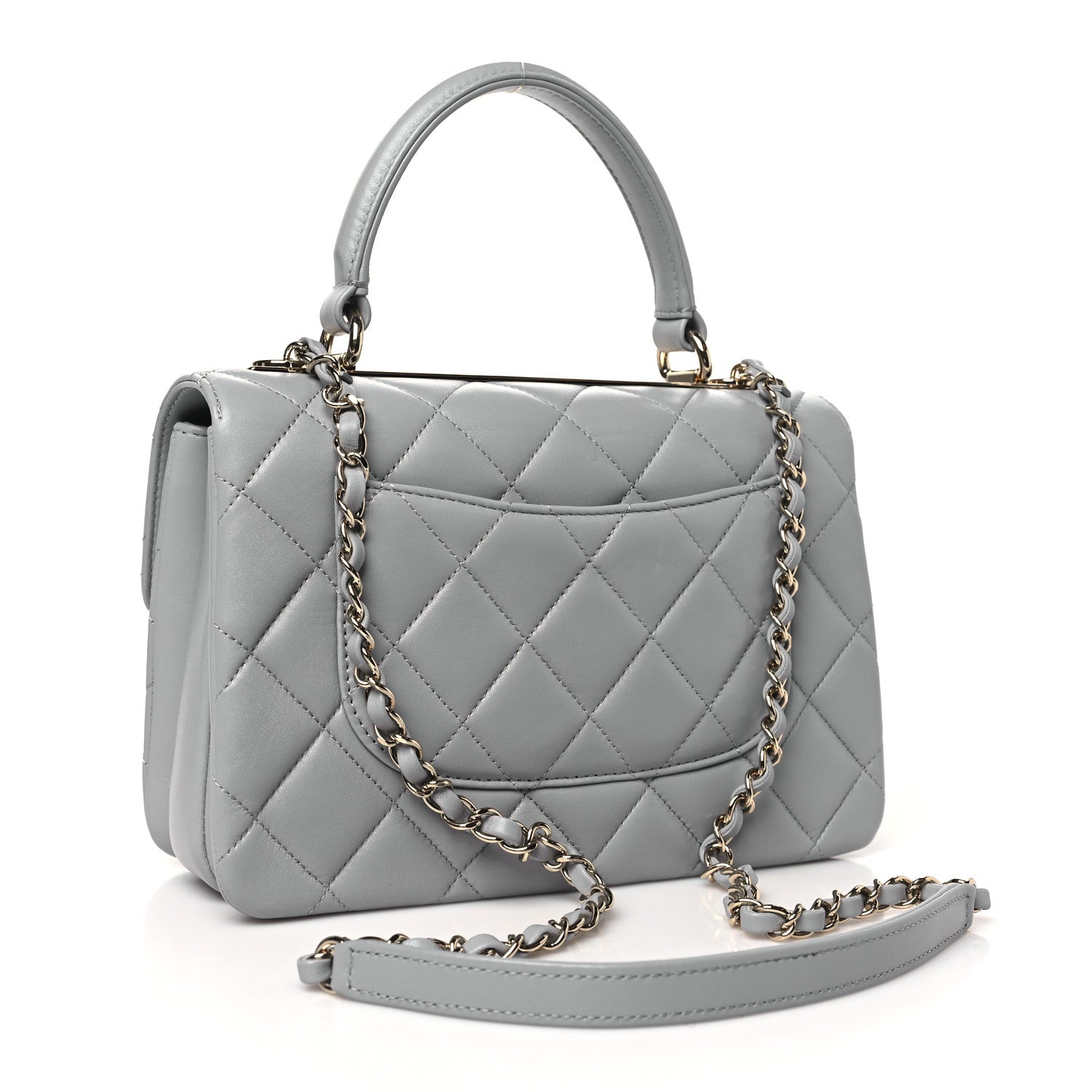 Lambskin Quilted Mini Trendy CC Dual Handle Flap Bag Light Grey