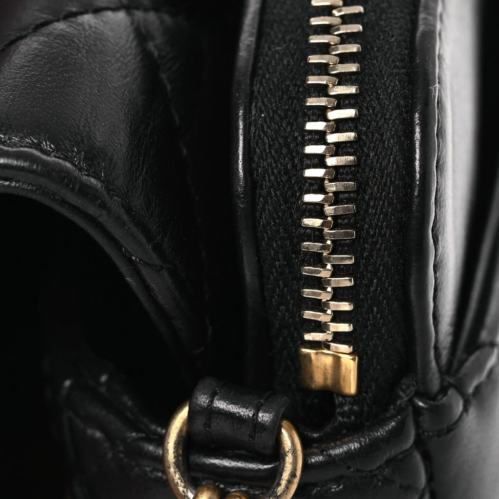 Aged Calfskin Quilted Reissue 2.55 Phone Holder With Chain Black