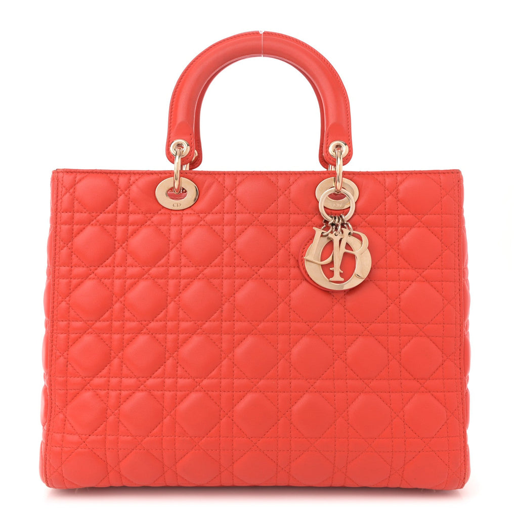 Lambskin Cannage Large Lady Dior Orange