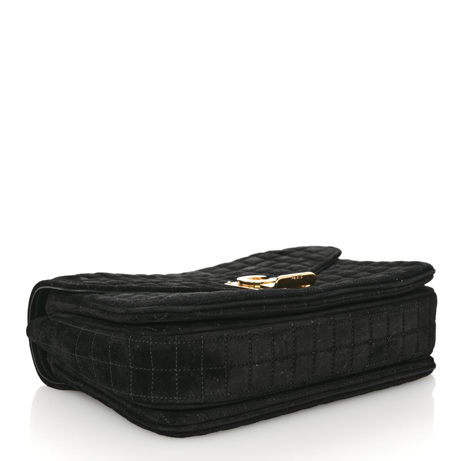 Suede Quilted Medium C Bag Black
