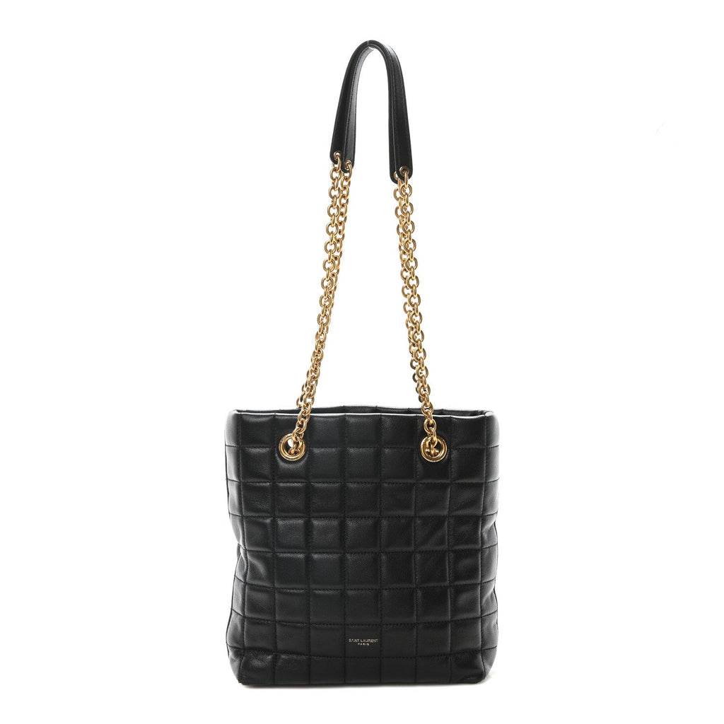 Lambskin Carre Quilted Mini Shopping Bag Black