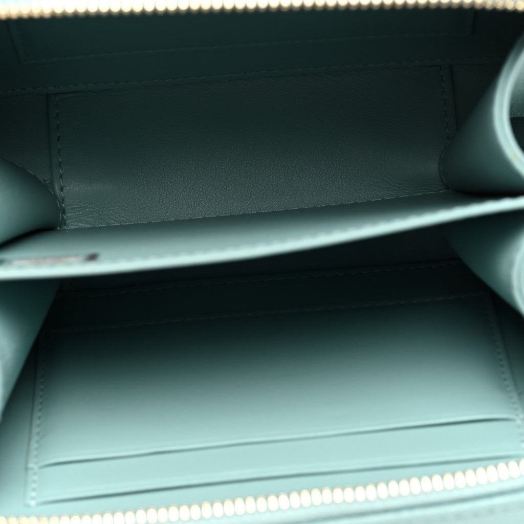 Caviar Quilted Filigree Vanity Clutch With Chain Light Blue
