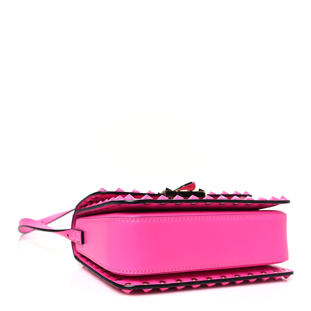 Smooth Calfskin Enamel Tonal Small Rockstud23 Shoulder Bag Pink PP