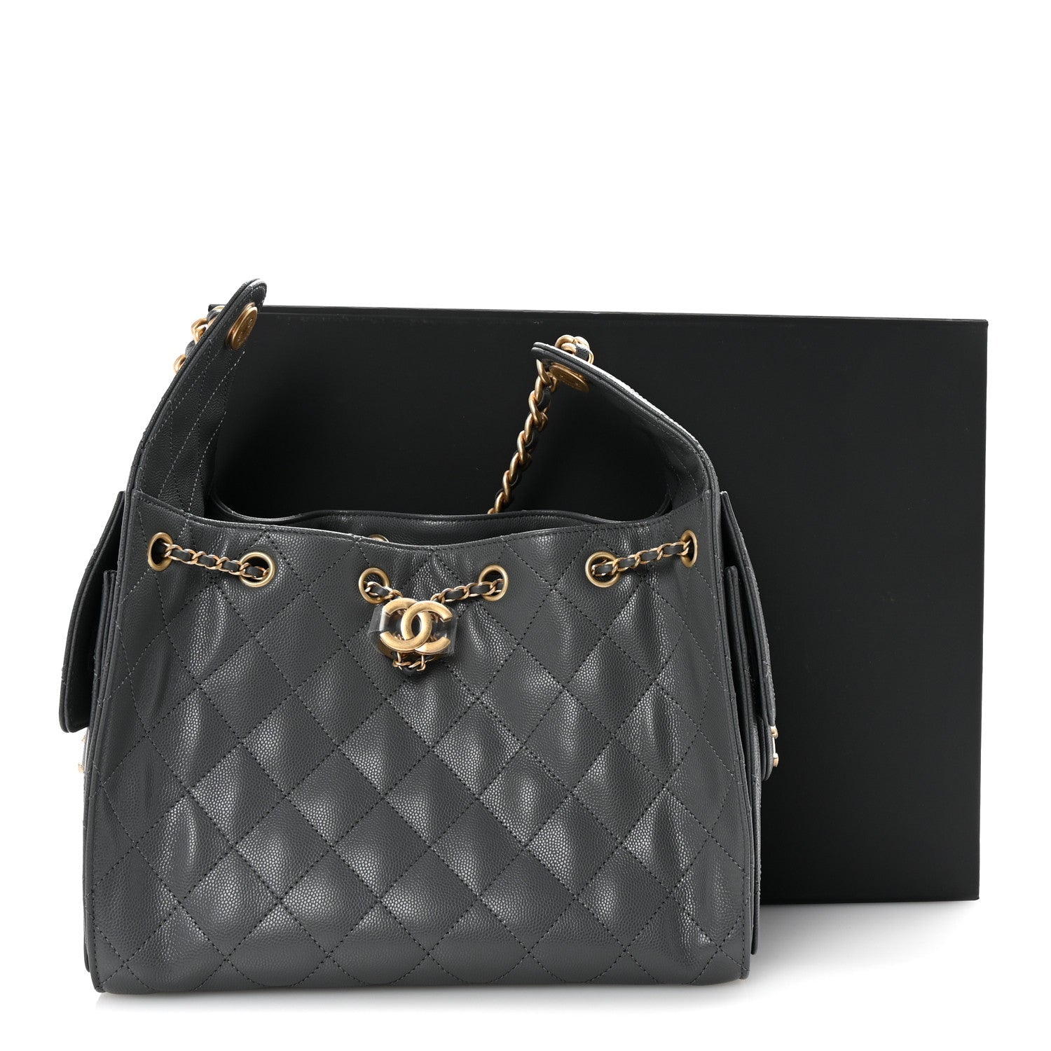 Caviar Quilted Small Chanel 25 Handbag Grey