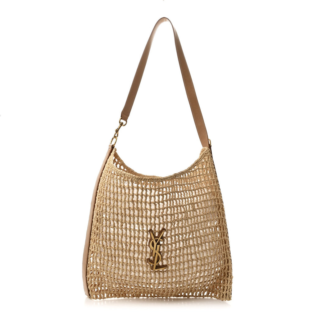 Raffia Calfskin Oxalis Shoulder Bag Naturale Vintage Brown