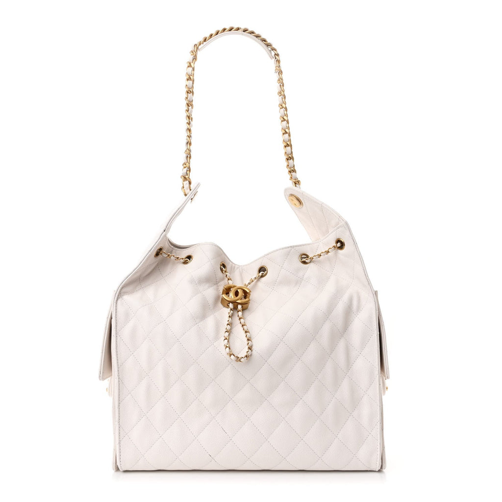 Caviar Quilted Medium Chanel 25 Handbag White