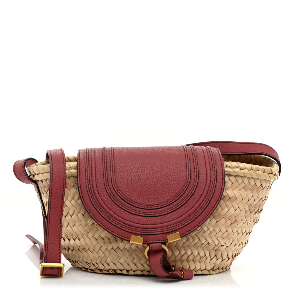 Raffia Calfskin Marcie Basket Faded Rose