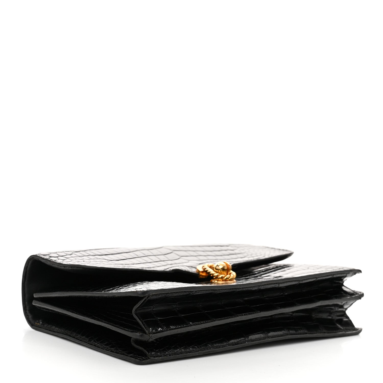 Shiny Crocodile Sac Cordeliere Black