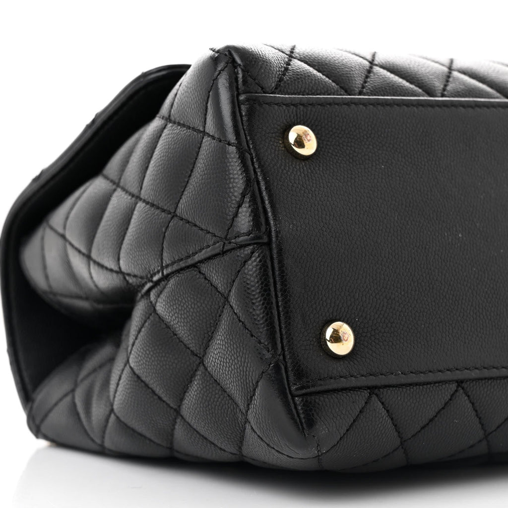 Caviar Quilted Small Coco Handle Flap Black