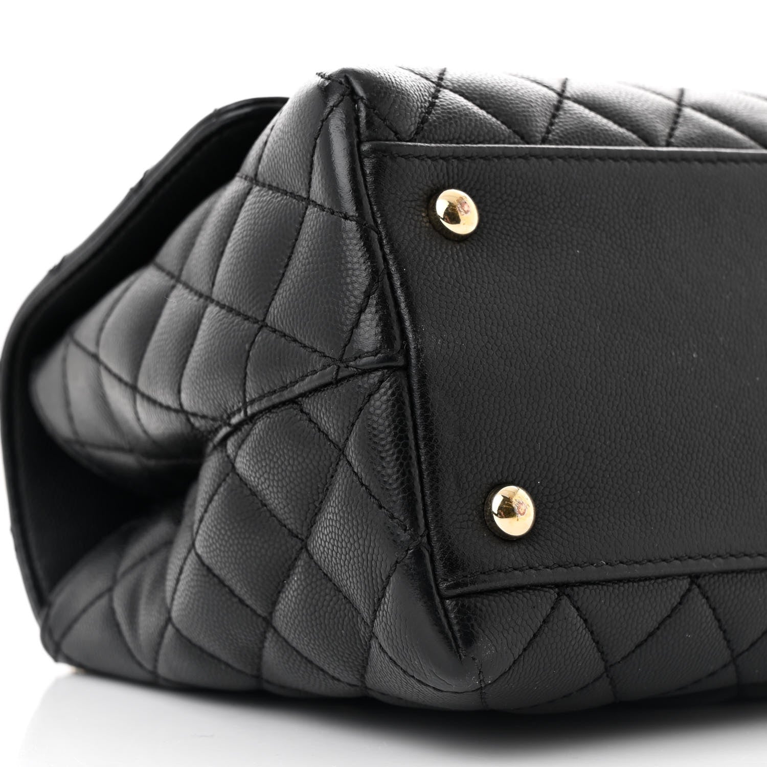 Caviar Quilted Small Coco Handle Flap Black