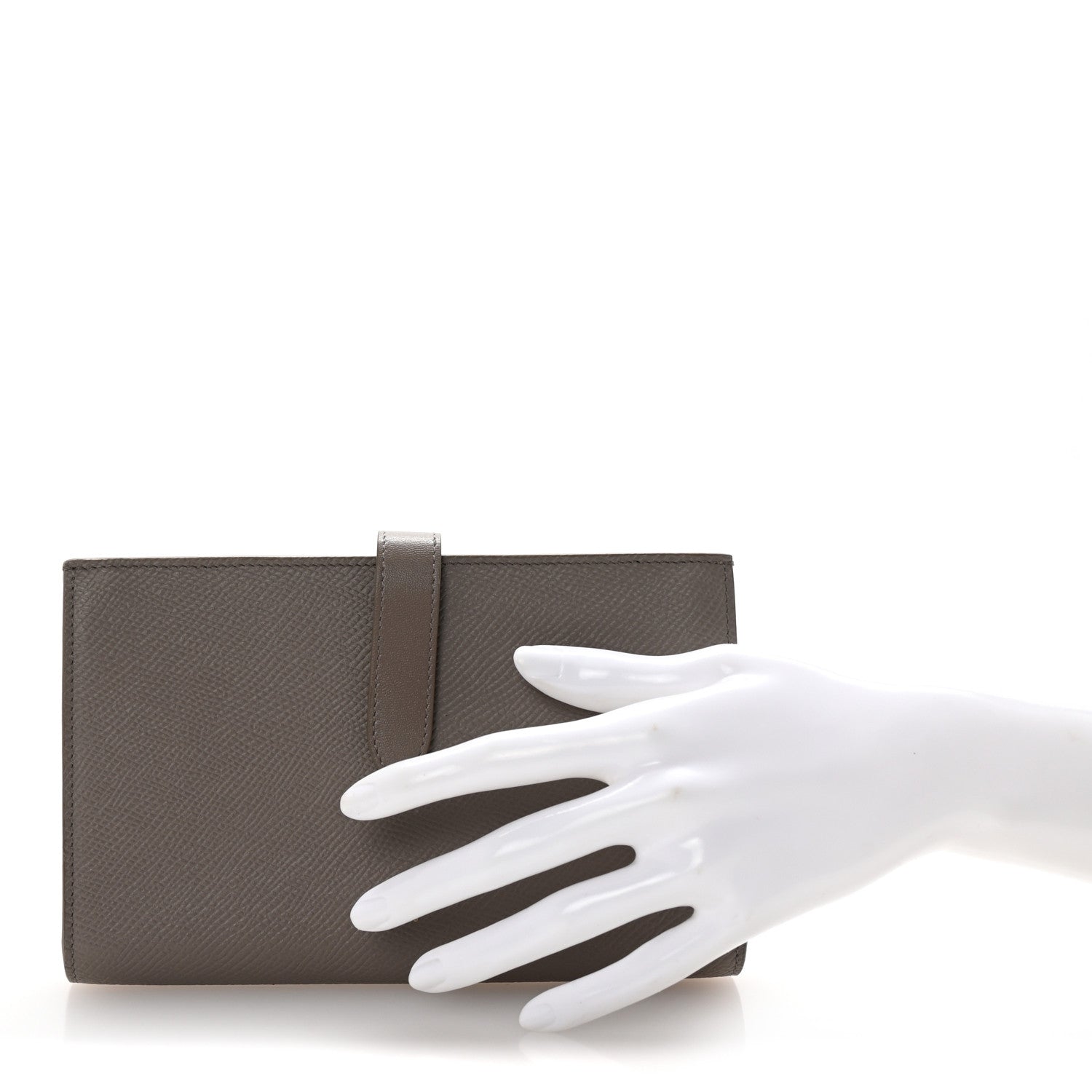 Grained Calfskin Large Multifunction Strap Wallet Pebble