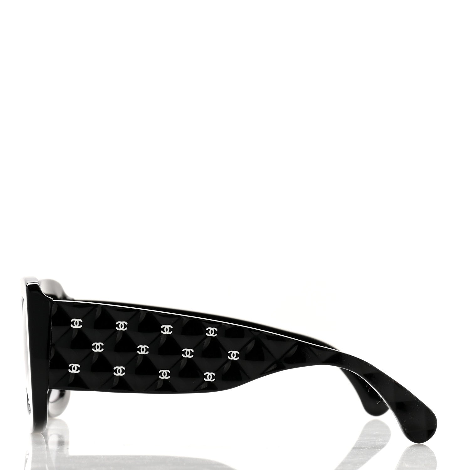 Acetate Quilted CC Rectangle Sunglasses 5483-A Black