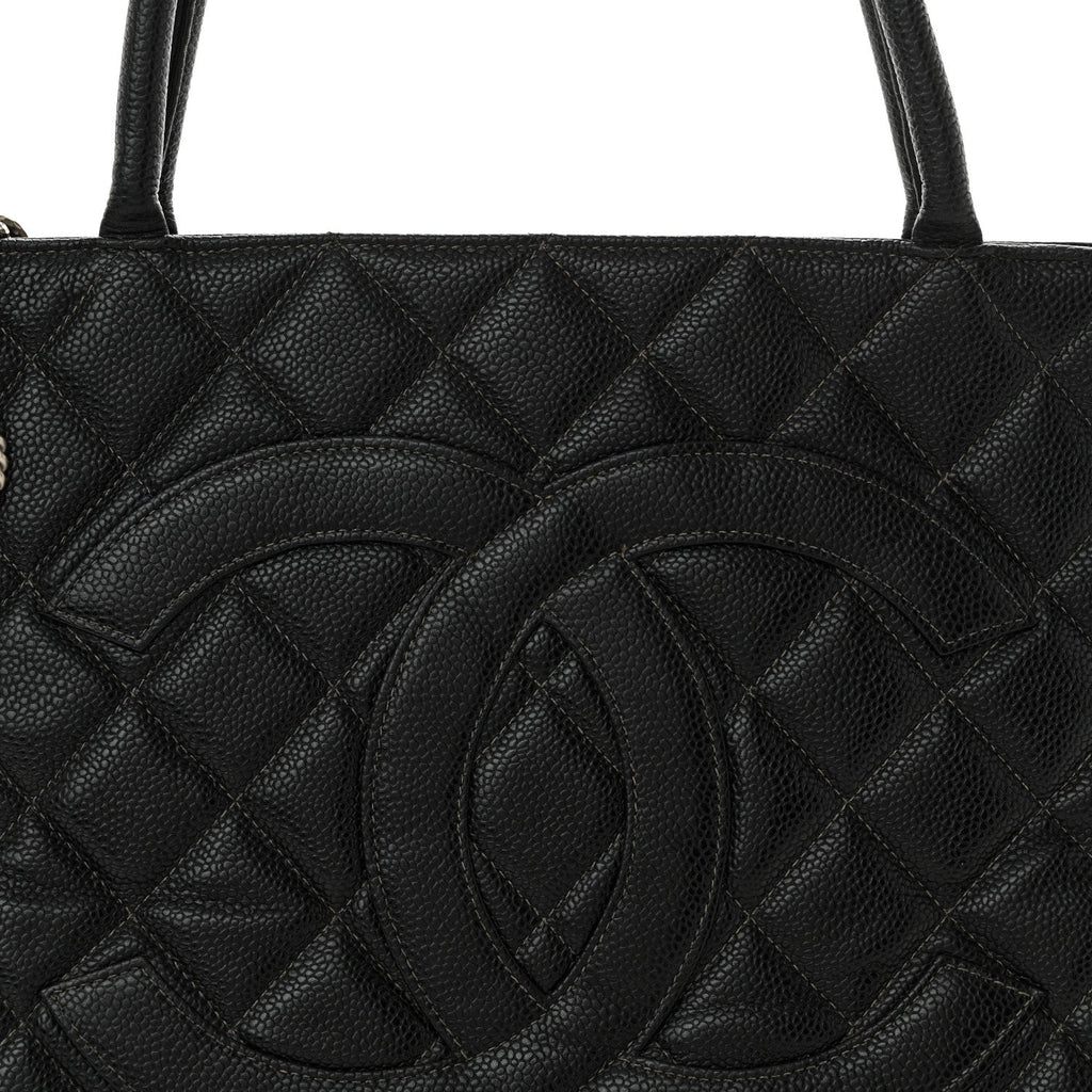 Caviar Quilted Medallion Tote Black