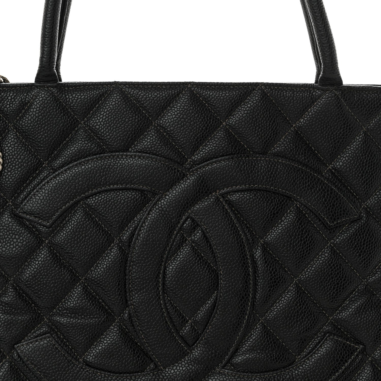 Caviar Quilted Medallion Tote Black